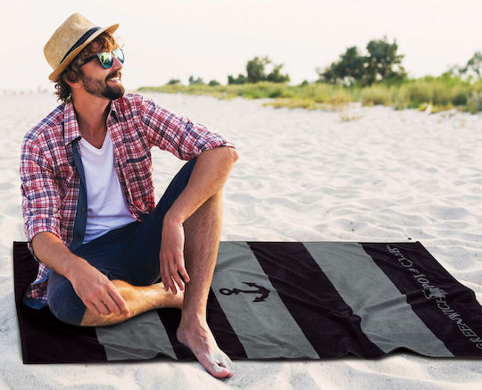Greenwich Polo Club 3788 Beach Towel Cotton Gray 170x90cm.