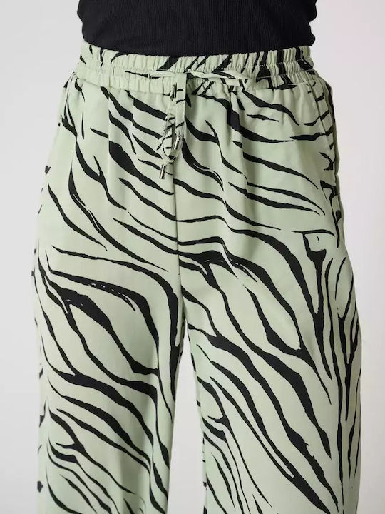 Women's Fabric Trousers with Elastic Green
