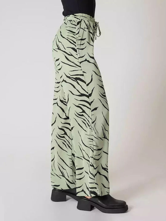 Women's Fabric Trousers with Elastic Green