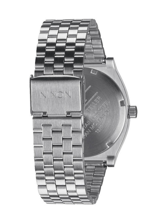 Nixon Γυναικείο Ρολόι 37mm Μπαταρίας με Ασημί Μεταλλικό Μπρασελέ