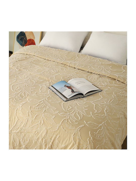 Melinen Kira Coverlet Queen Size from Polyester Beige 220x240cm