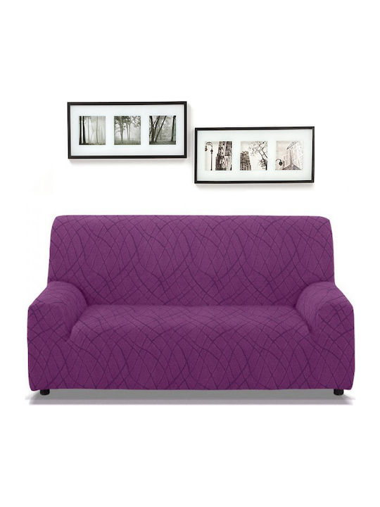 Mc Decor Waves Elastic Cover for Four Seater sofa Purple 230εκ. 1pcs MCL.EL.WAVES.TE-MVB