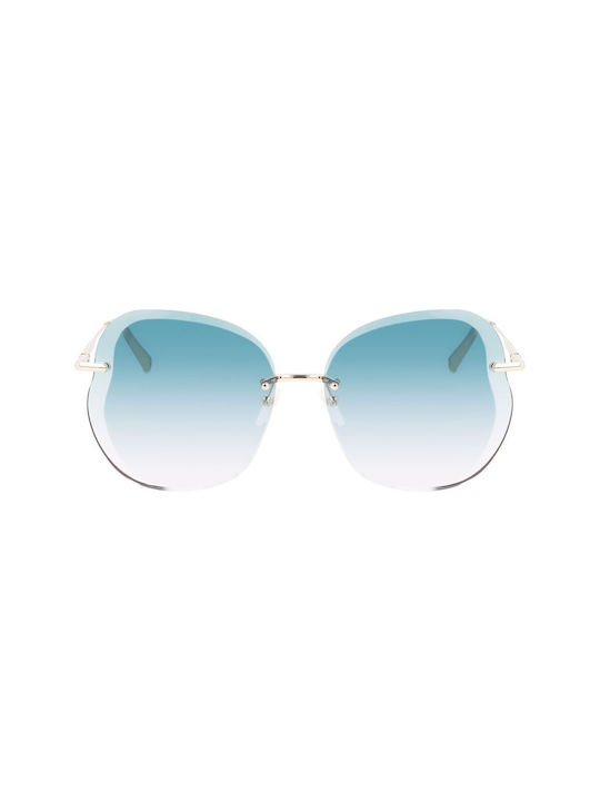 Longchamp Women's Sunglasses with Silver Metal Frame and Light Blue Gradient Lens LO160S 706