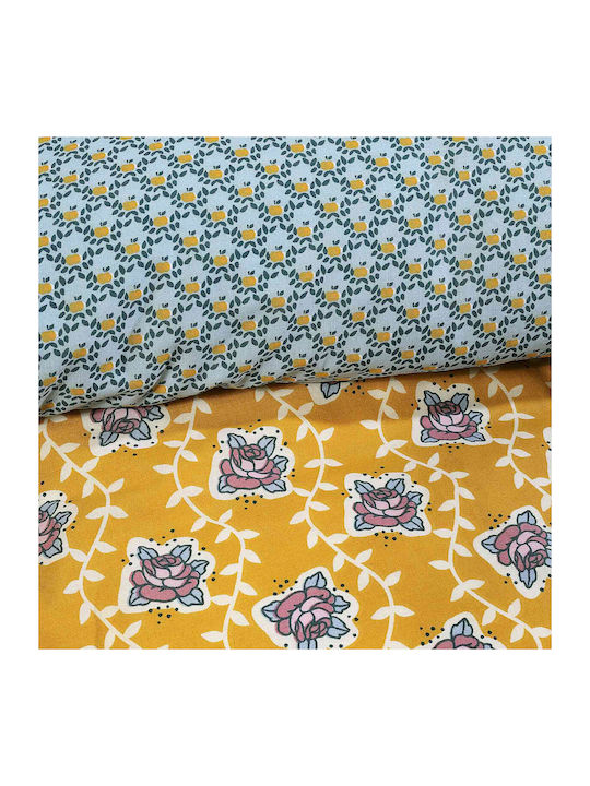 Das Home 5402 Set Coverlet Single from Cotton & Polyester Light Blue / Ochra 160x240cm 2pcs