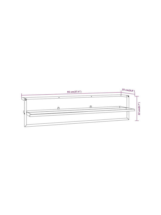 vidaXL Rail Баня Единична Подов ​95x25см Бяла
