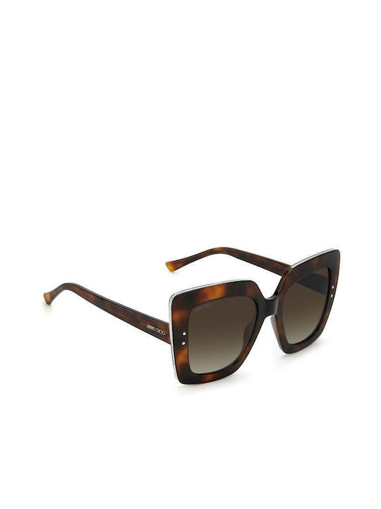 Jimmy Choo Women's Sunglasses with Brown Plastic Frame and Brown Gradient Lens AURI/G/S 086/HA