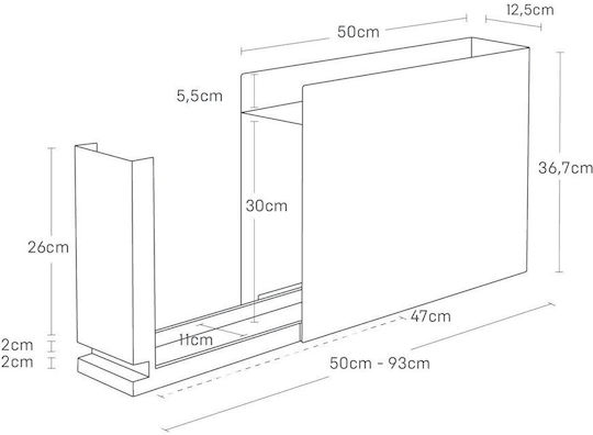 Yamazaki Επιτοίχιο Ράφι Μεταλλικό 90x36.7x12.5εκ. Μαύρο