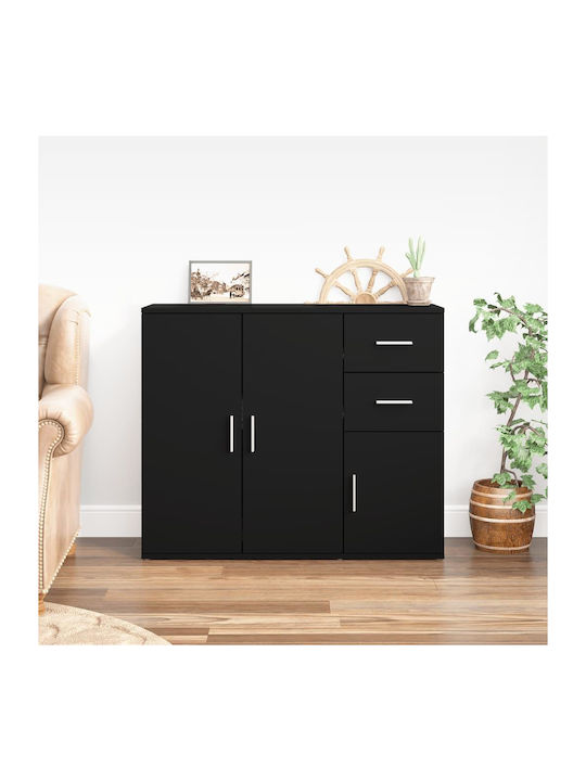 Wooden Buffet with Drawers Black L91xW29.5xH75cm