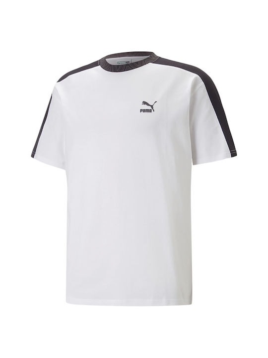 Puma T7 Trend 7etter T-shirt Bărbătesc cu Mânecă Scurtă Alb