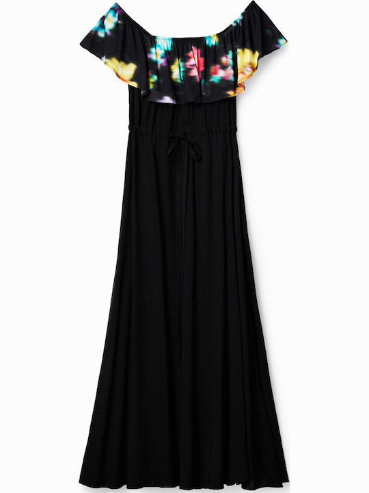 Susan Summer Maxi Dress with Ruffles Black