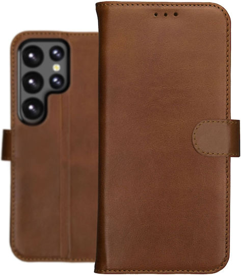 Rosso Deluxe Wallet Δερμάτινο Καφέ (Galaxy S23 Ultra)