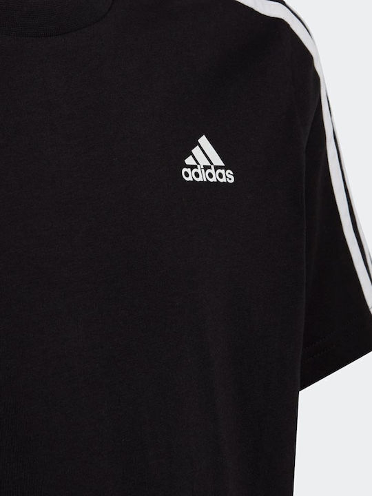 Kinder-T-Shirt Schwarz Essentials 3-Stripes