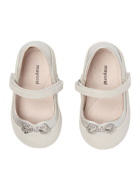 Kids Ballerinas with Hoop & Loop Closure Silver