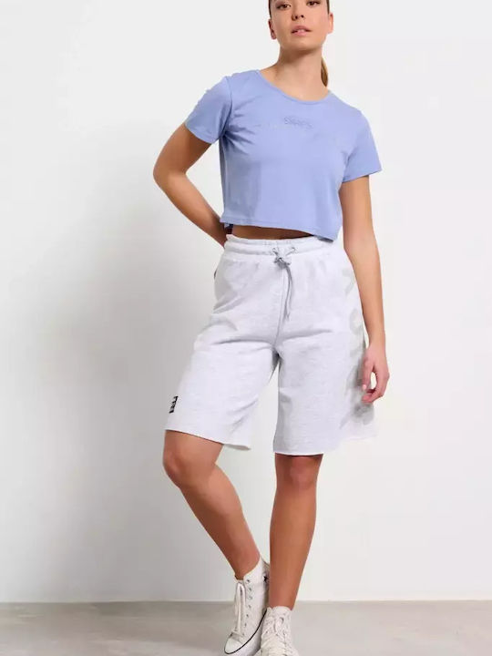 Snaps Γυναικείο Αθλητικό Crop Top Κοντομάνικο Μπλε
