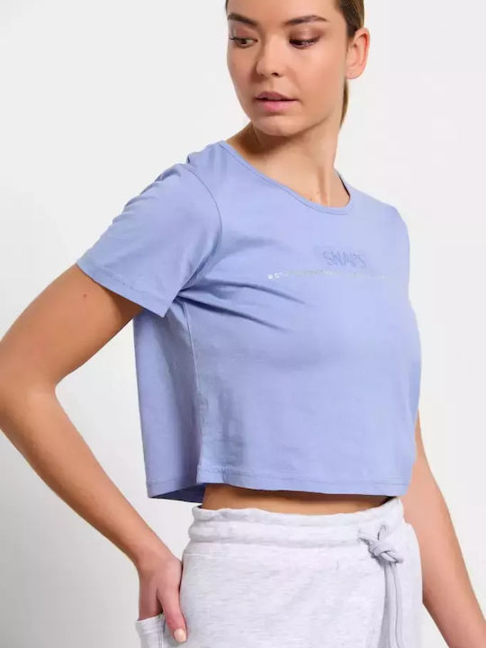 Snaps Γυναικείο Αθλητικό Crop Top Κοντομάνικο Μπλε