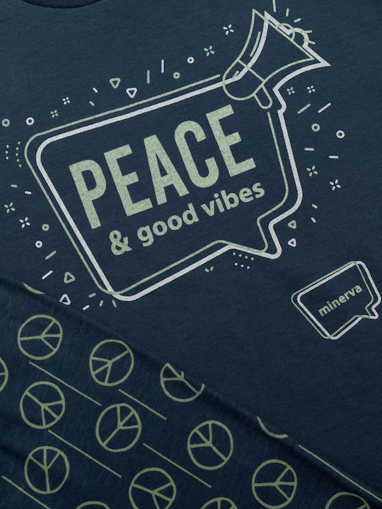 Minerva Kinder Schlafanzug Sommerlich Blau Peace