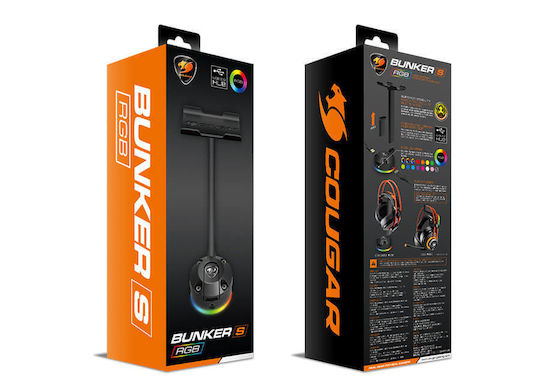 Cougar Bunker S RGB Επιτραπέζια Βάση Ακουστικών με Φωτισμό LED και Θύρα USB Μαύρη