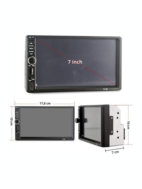 Ηχοσύστημα Αυτοκινήτου 2DIN (Bluetooth/USB/AUX/WiFi/GPS/Apple-Carplay/Android-Auto) με Οθόνη Αφής 7"