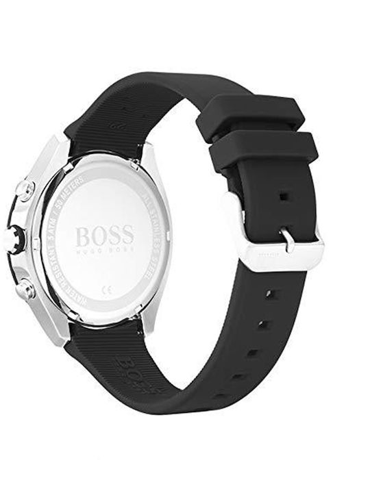 Boss Velocity Ανδρικό Ρολόι 44mm Χρονογράφος Μπαταρίας με Μαύρο Καουτσούκ Λουράκι