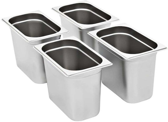 vidaXL Σκεύος Gastronorm Ανοξείδωτο GN1/4 με Βάθος 200mm 4τμχ