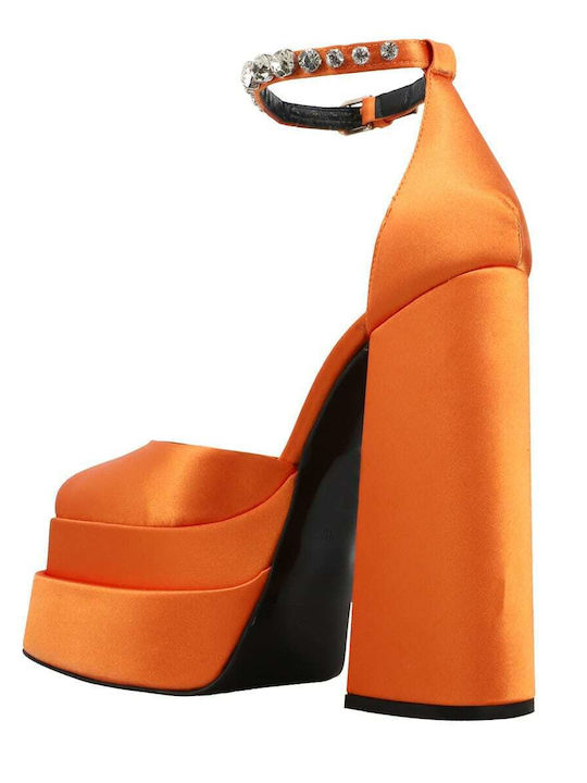 Pumps mit Riemchen Orange