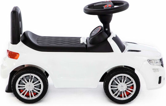 Polesie Super Car 6L Baby Push Walker Ride On for 12+ Months with Sounds White