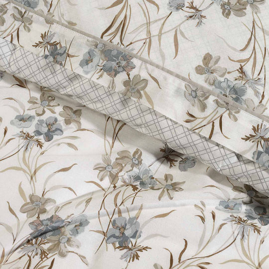 Das Home 9591 Coverlet Queen Size Cotton Ecru / Beige / Light Blue 220x240cm