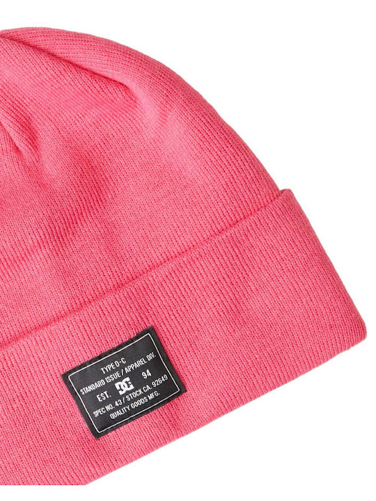 DC Label Knitted Beanie Cap Pink