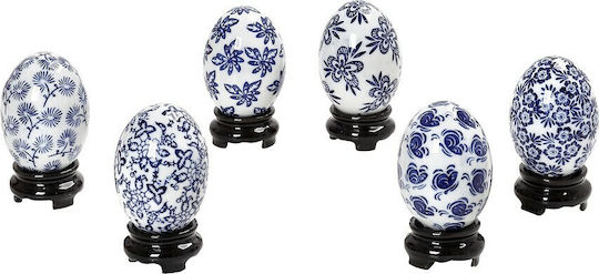 Espiel Easter Egg Porcelain Easter Egg Porcelain 5.3x8.2pcs Set of 6pcs in Blue color