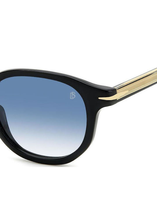 David Beckham Men's Sunglasses with Blue Plastic Frame and Black Lens DB 1007/S 807/F9