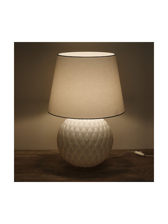 TK Lighting Santana Glass Table Lamp for Socket E27 with White Shade and Base