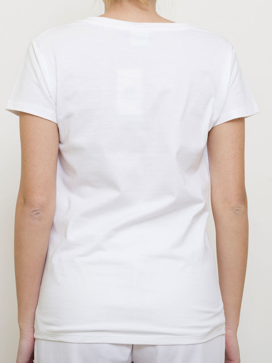 Russell Athletic Γυναικείο T-shirt Λευκό με Στάμπα