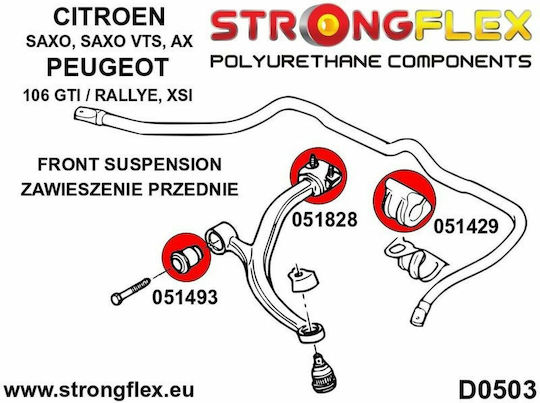 Strongflex Bushes Front Scissors for Citroen AX Peugeot 106 051493B
