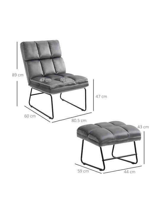 cu Puf Gri 60x80.5x89cm