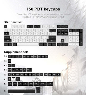 Redragon A132 Keycap CSA PBT Black / White (28.13.0012)