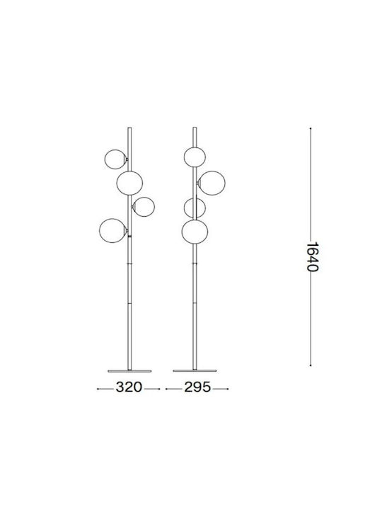 Ideal Lux Perlage Φωτιστικό Δαπέδου Υ164xΜ32εκ. με Ντουί για Λαμπτήρα G9 Χρυσό