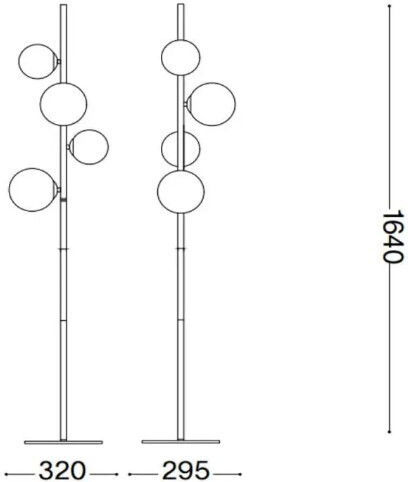 Ideal Lux Perlage Floor Lamp H164xW32cm. with Socket for Bulb G9 Gold