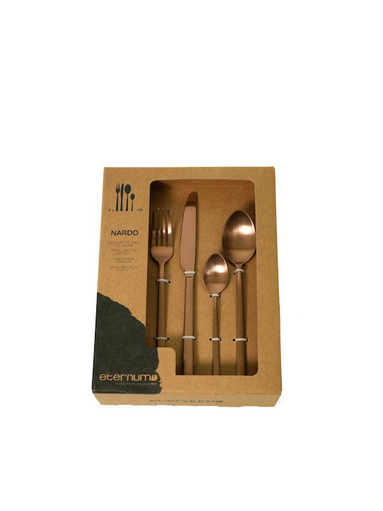 Eternum 16-Piece Stainless Steel 18/10 Copper Cutlery Set Belgium Nardo