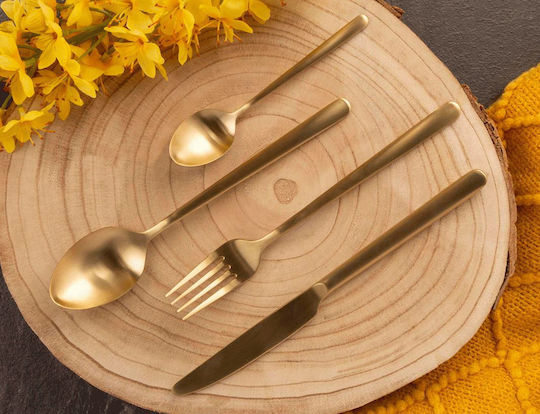 Eternum 16-Piece Stainless Steel 18/10 Gold Cutlery Set Belgium Nardo