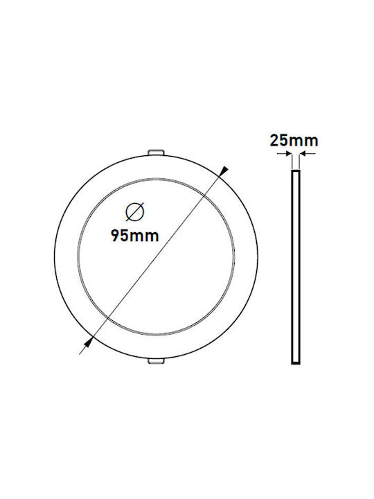 Eurolamp Round Metallic Recessed Spot with Integrated LED and Cool White Light 8W White 95x95cm. 1pcs