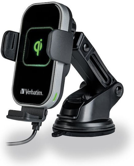 Verbatim FWC-02 Car Mobile Mount with Adjustable Hooks and Wireless Charging Black