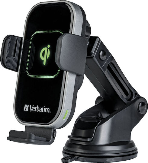 Verbatim FWC-02 Car Mobile Mount with Adjustable Hooks and Wireless Charging Black