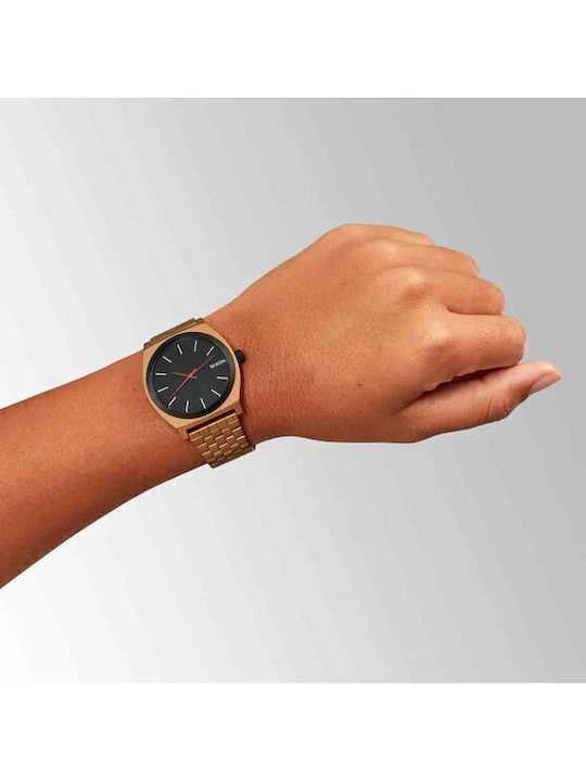 Herrenuhr 37mm Batterie mit Braun Rostfreier Stahlarmband