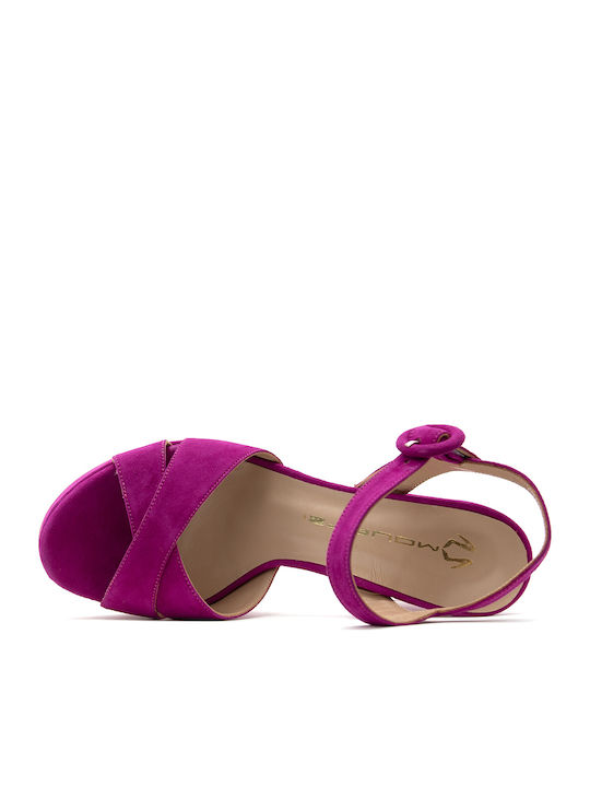 850F32 Suede Sandals Fuchsia