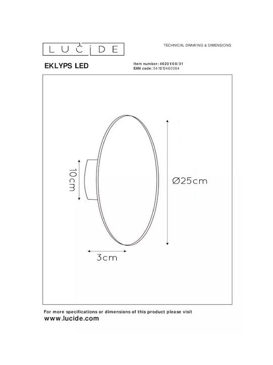 Lucide Lightning Eklyps Φωτιστικό Τοίχου LED 25εκ. Lucide Lightning Eklyps Φωτιστικό Τοίχου LED 25εκ.
