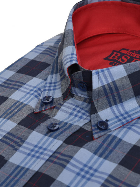 Checked button down shirt comfort fit B.S Bags Blue Checked COTTON BUTTON - DOWN CHECK ALL DAY