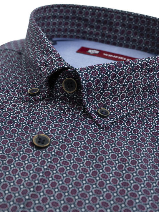 Retro printed button down πουκάμισο modern fit Winfield Μπλέ COTTON TWO-PLY BUTTON - DOWN PRINTED ALL DAY,BUSINESS