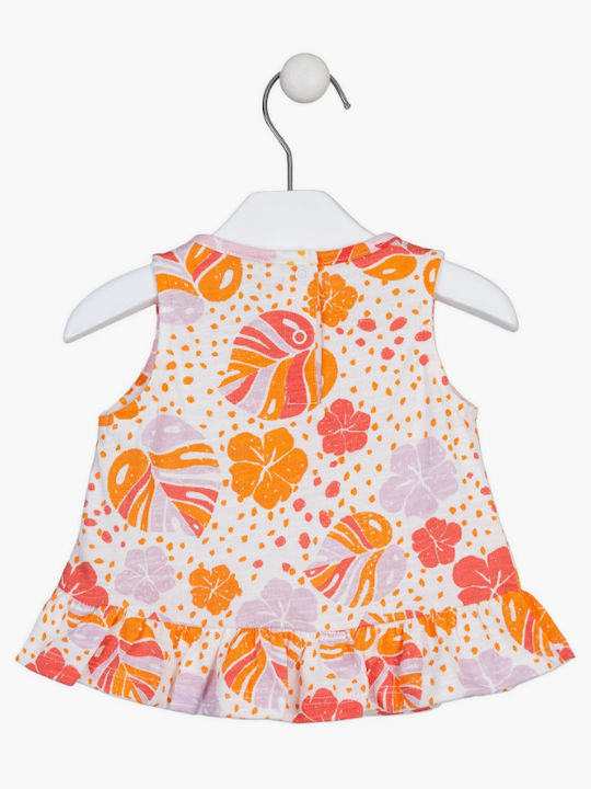 Losan Mädchen Kleid Blumen Ärmellos Orange