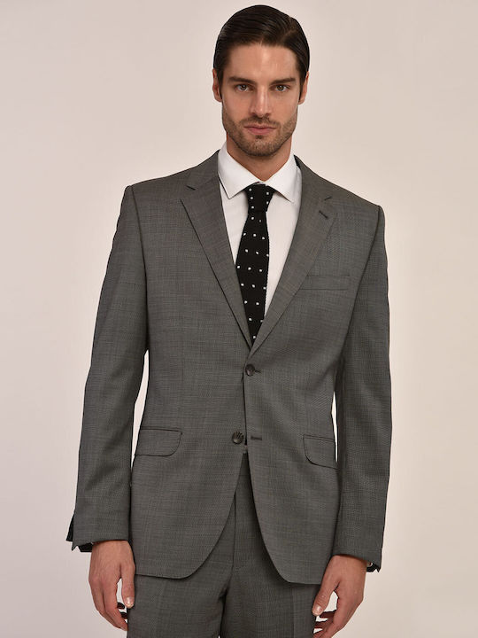 Semi-Canvas Suit Super 110's modern fit Kaiserhoff GREY MALLEY SINGLE-SHIRED DAY,ALL DAY,BUSINESS,CEREMONY