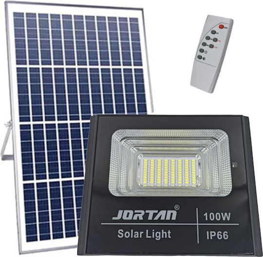 Jortan Waterproof Solar LED Floodlight 100W Cold White 6500K with Remote Control IP66